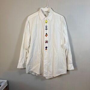 ACME Clothing Co Looney Tunes Characters Button Up Shirt Men's Medium White